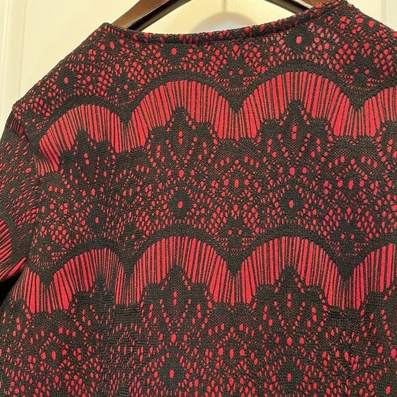 VENUS  Top  Zip up  Red  Black Lace Overlay  Black Vegan Leather Size L - Picture 5 of 14